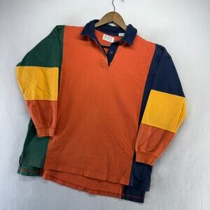 Vintage Max Nicole Rugby Shirt Women's Small Orange Colorful Colorblock Cord